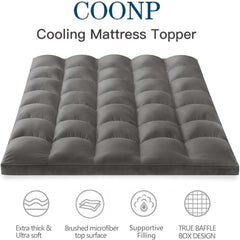 COONP King Mattress Topper, Extra Thick Pillowtop, Cooling Plush Mattress Pad Cover Bed Topper Protector with 8-21 Inch Deep Pocket (Grey, King)