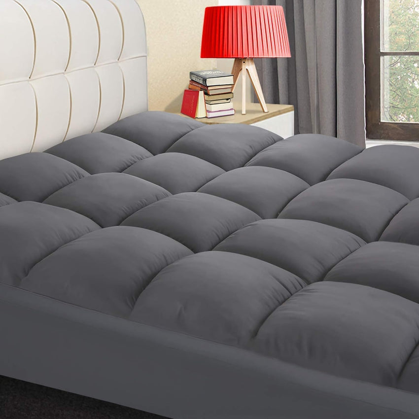 COONP Full Mattress Topper, Extra Thick Mattress Pad Cover, Cooling Pillowtop with 8-21 Inch Deep Pocket 3D Snow Down Alternative Fill(Grey, Full-54"x75")