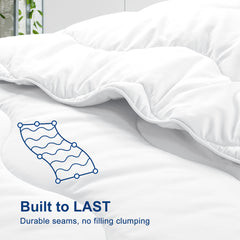 ICEPLUTO Comforter Queen Size, All Season Duvet Insert, White Lightweight Quilt, Down Alternative Oeko-Tex Hotel Comforter with Corner Tabs (White, Queen 88x88 Inches)