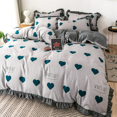 4pcs Home Textiles Cat Kitty Duvet Cover Pillow Case Bed Sheet Boy Kid Teen Girl Bedding Linens Sanding Set King Queen Twin